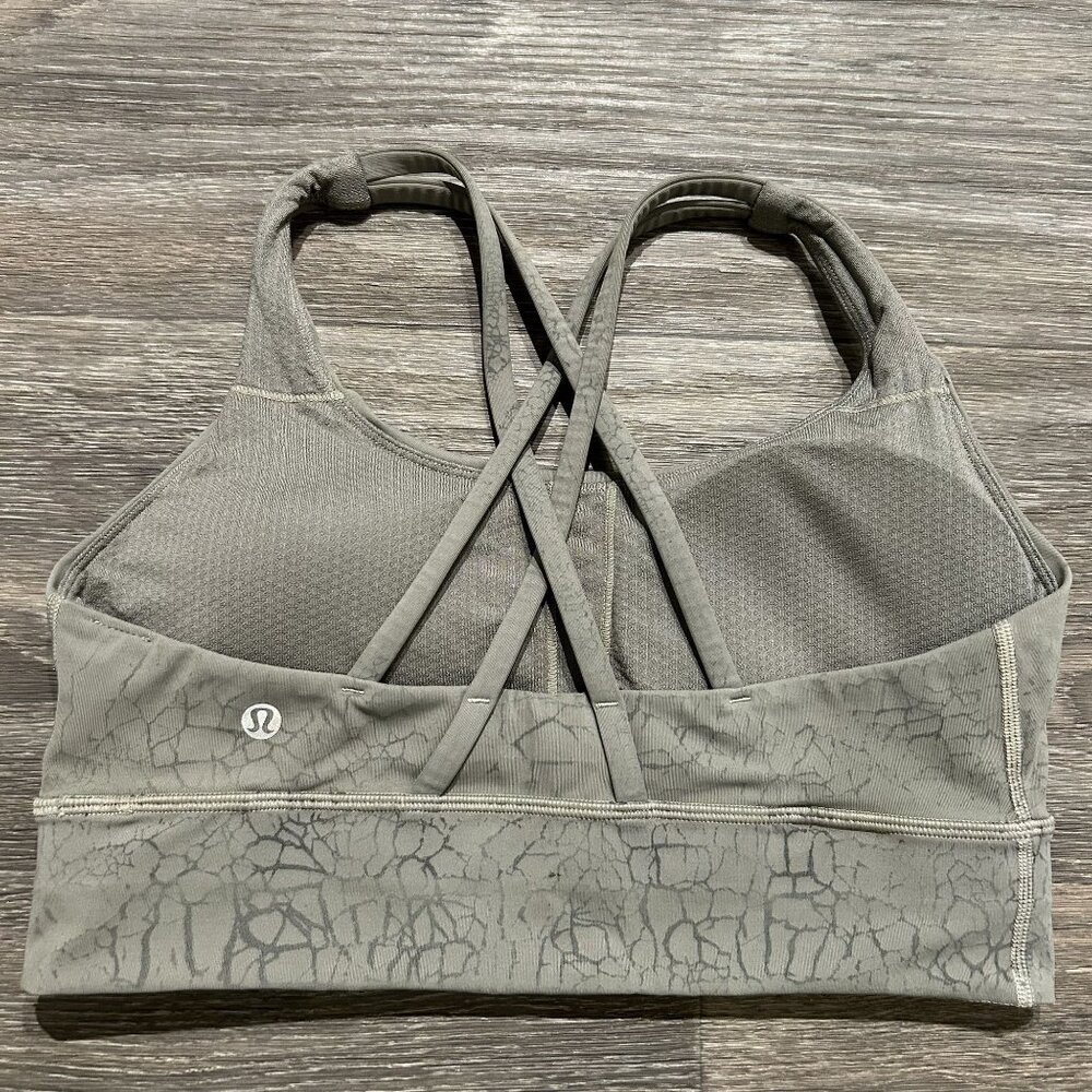 Lululemon Energy Longline Bra Medium Support Size 8 Gray Thread Dye Rover Black - Picture 3 of 10